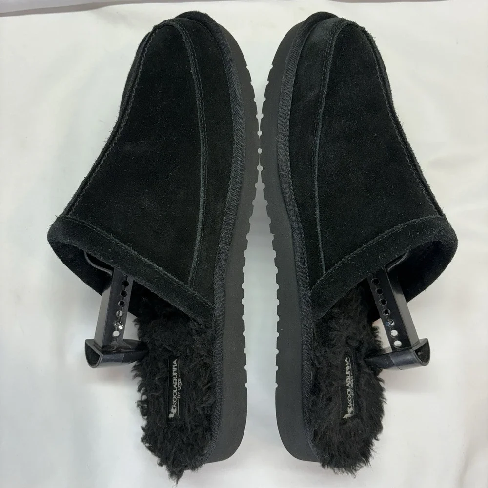 Koolaburra by Ugg Slippers Mens 14 Bordon Moccasin Black Shearling Suede 1105891